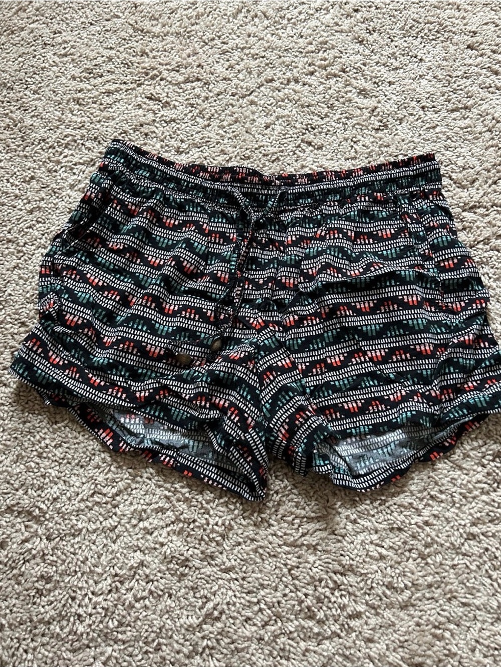 Old Navy Black Geometric Print Drawstring Shorts